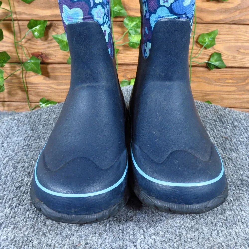 Bogs Grasp G-FLWR Youth Rain Snow Boots Size 3 Waterproof Insulated Navy Floral